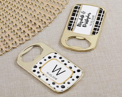 Personalized Gold Bottle Opener with Epoxy Dome - Modern Classic