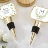 Personalized Gold Bottle Stopper with Epoxy Dome - Botanical Garden