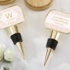 Personalized Gold Bottle Stopper with Epoxy Dome - Modern Romance