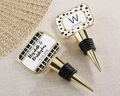 Personalized Gold Bottle Stopper with Epoxy Dome - Modern Classic