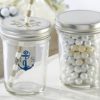 Personalized Printed Glass Mason Jar - Kate's Nautical Wedding Collection (Set of 12)