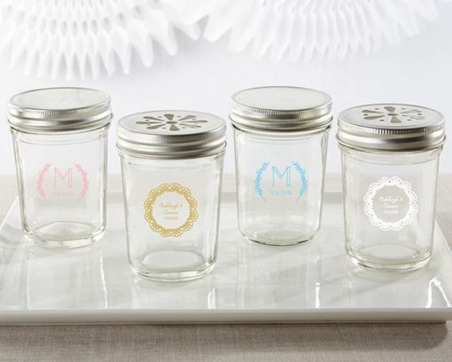 Personalized Printed Glass Mason Jar - Rustic Charm Wedding (Set of 12)