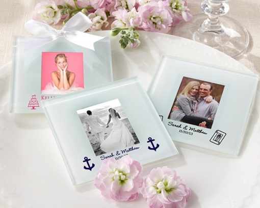 Personalized Frosted-Glass Photo Coaster - Wedding (Set of 12)