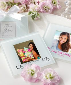 Personalized Frosted-Glass Photo Coaster -Set of 12 (Birthday Designs)