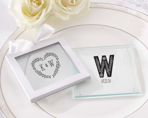 Personalized Glass Coasters- Kate's Rustic Wedding Collection (Set of 12)
