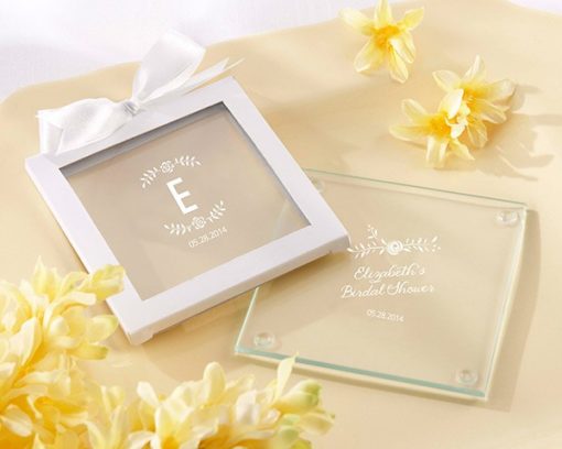 Personalized Glass Coasters - Kate's Rustic Bridal Shower Collection (Set of 12)