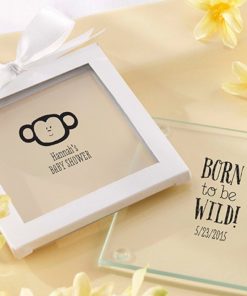 Personalized Coasters-Kate's Born To Be Wild Baby Shower Collection