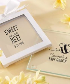 Personalized Glass Coasters-Kate's Sweet as Can Bee Baby Shower Collection (Set of 12)