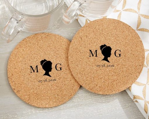 Personalized Round Cork Coasters - English Garden (Set of 12)