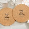 Personalized Round Cork Coasters - Mr. and Mrs. (Set of 12)