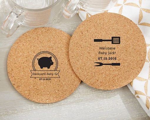 Personalized Round Cork Coasters - BBQ (Set of 12)