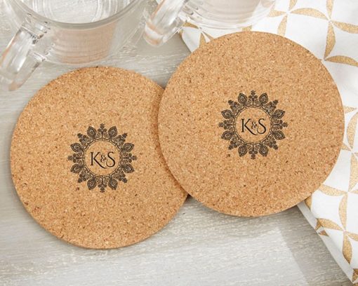 Personalized Round Cork Coasters - Indian Jewel (Set of 12)