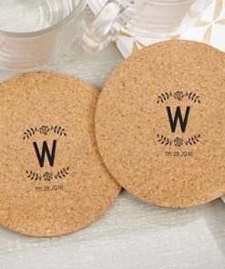Personalized Round Cork Coasters - Rustic (Set of 12)