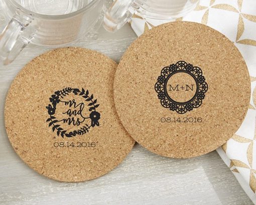 Personalized Round Cork Coasters - Romantic Garden (Set of 12)