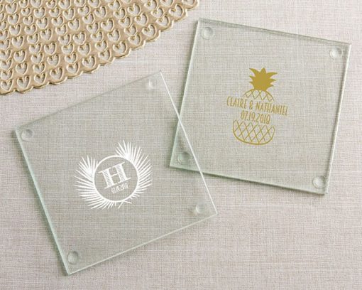 Personalized Glass Coaster - Tropical Chic (Set of 12)