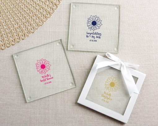 Personalized Glass Coaster - Sunflower (Set of 12)