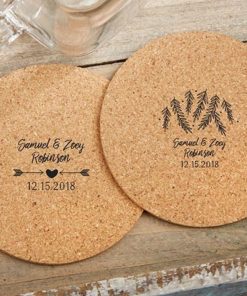 Personalized Round Cork Coasters - Winter (Set of 12)