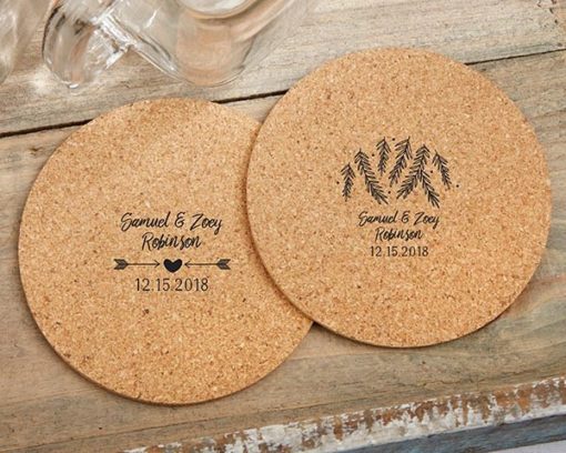 Personalized Round Cork Coasters - Winter (Set of 12)