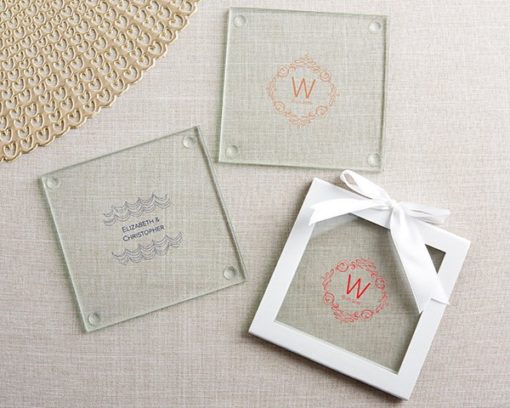 Personalized Glass Coasters - Modern Romance (Set of 12)