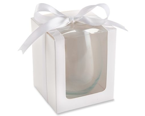 White 15 oz. Stemless Wine Glass Gift Box (Set of 12)
