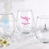 Personalized 15 oz. Stemless Wine Glass - Wedding