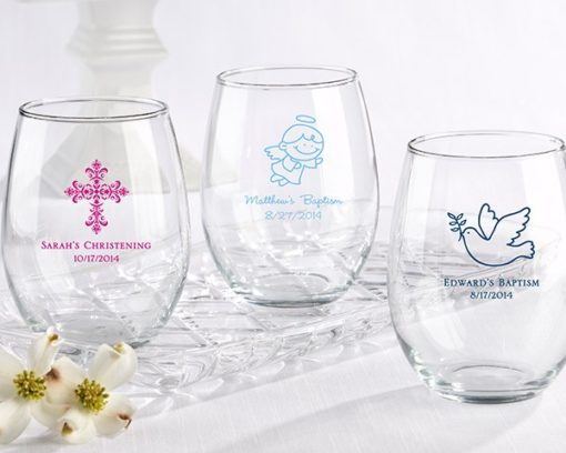Personalized 15 oz. Stemless Wine Glass - Religious