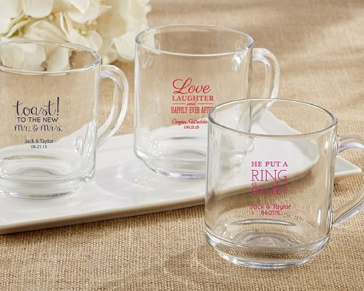 "Rise and Shine" 10 oz. Glass Coffee Mug - Wedding