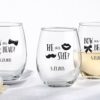 Personalized 9 oz. Stemless Wine Glass - Gender Reveal Collection