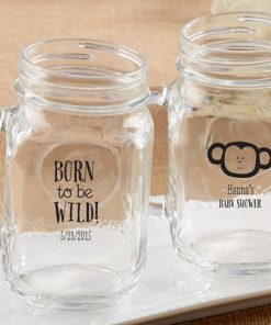 Personalized 16 oz. Mason Jar Mug - Kate's Born To Be Wild Baby Shower Collection