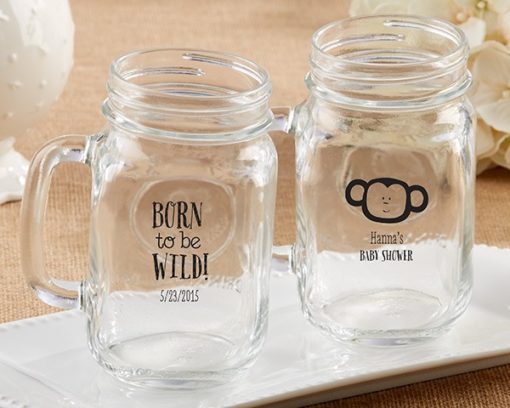 Personalized 16 oz. Mason Jar Mug - Kate's Born To Be Wild Baby Shower Collection