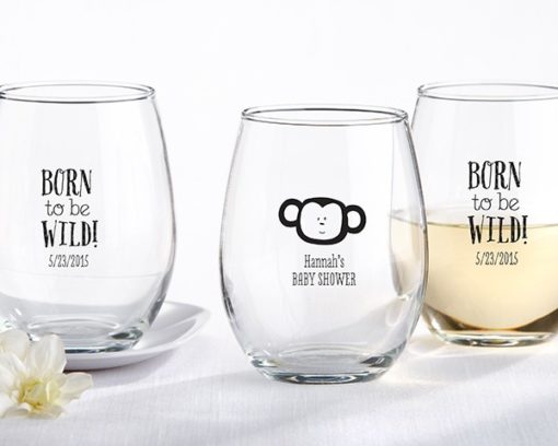 Personalized Stemless Glass-Kate's Born To Be Wild Baby Shower Collection