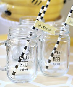 Personalized 16 oz. Mason Jar Mug - Kate's Sweet as Can Bee Baby Shower Collection