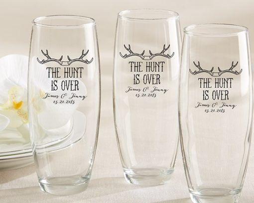 Personalized 9 oz. Stemless Champagne Glass - The Hunt Is Over