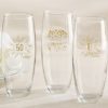 Personalized 9 oz. Stemless Champagne Glass - Milestone Gold