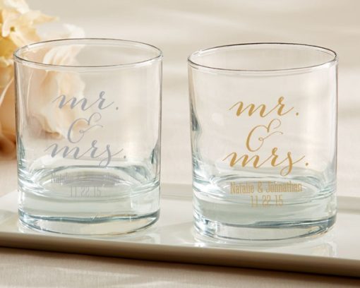 Personalized Rocks Glasses - Mr. & Mrs.