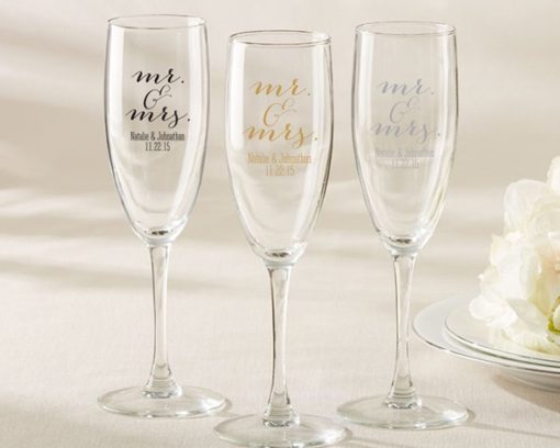Personalized Champagne Flute - Mr. & Mrs.