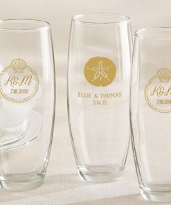 Personalized 9 oz. Stemless Champagne Glass - Beach Tides