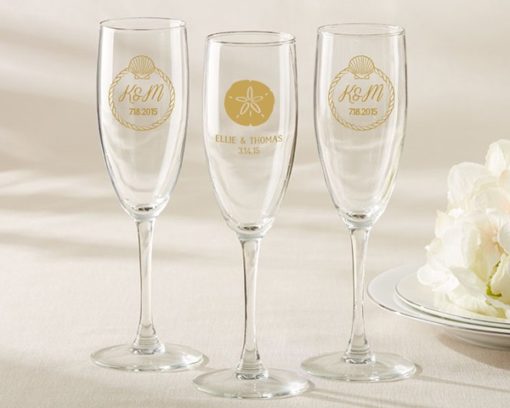 Personalized Champagne Flute - Beach Tides