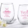 Personalized 9 oz. Stemless Wine Glass - Tutu Cute
