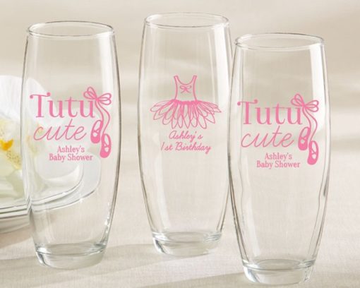 Personalized 9 oz. Stemless Champagne Glass - Tutu Cute