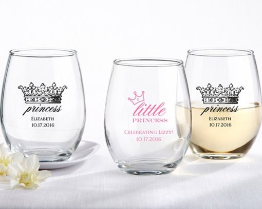 Personalized 9 oz. Stemless Wine Glass - Little Princess