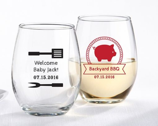 Personalized 9 oz. Stemless Wine Glass - BBQ