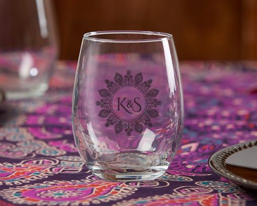 Personalized 9 oz. Stemless Wine Glass - Indian Jewel