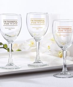 Personalized 8.5 oz. Wine Glass - Thankful for Wine