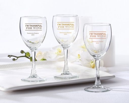 Personalized 8.5 oz. Wine Glass - Thankful for Wine