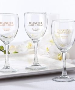 Personalized 8.5 oz. Wine Glass - Thankful