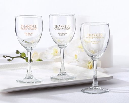 Personalized 8.5 oz. Wine Glass - Thankful