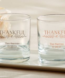 Personalized 9 oz. Rocks Glass - Thankful