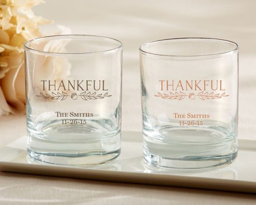 Personalized 9 oz. Rocks Glass - Thankful