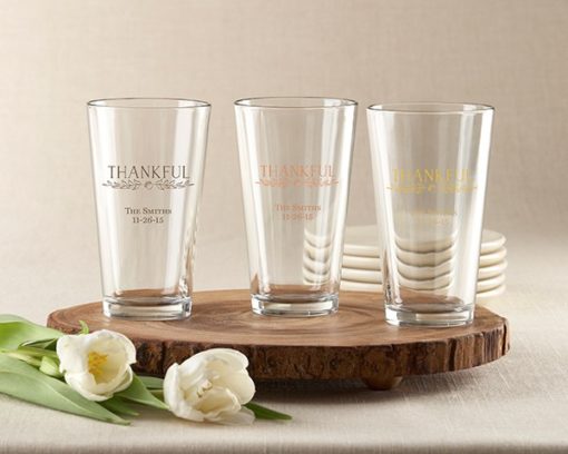 Personalized 16 oz. Pint Glass - Thankful